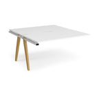 White desk add on with wooden legs on a white background