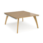 Wooden back-to-back desk on a white background
