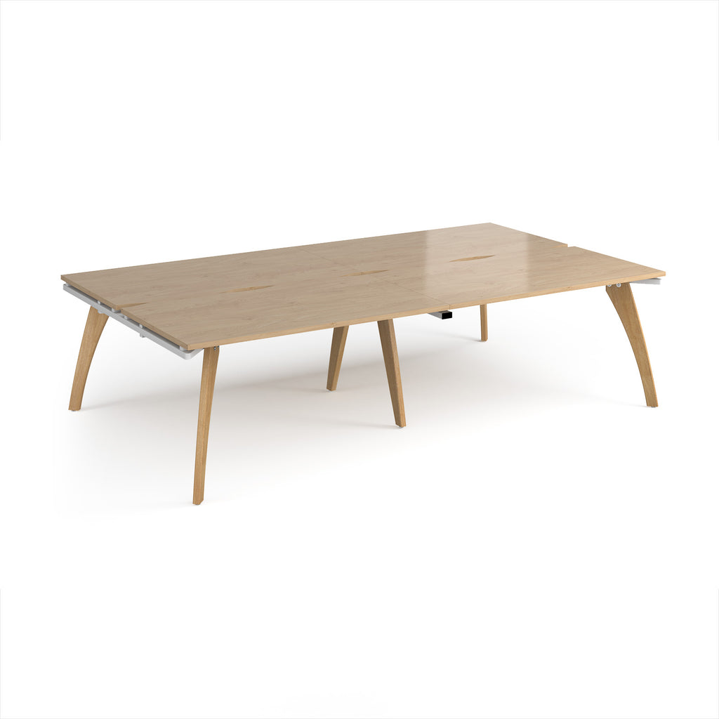 Wooden back-to-back desk on a white background