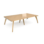 Wooden back-to-back desk on a white background