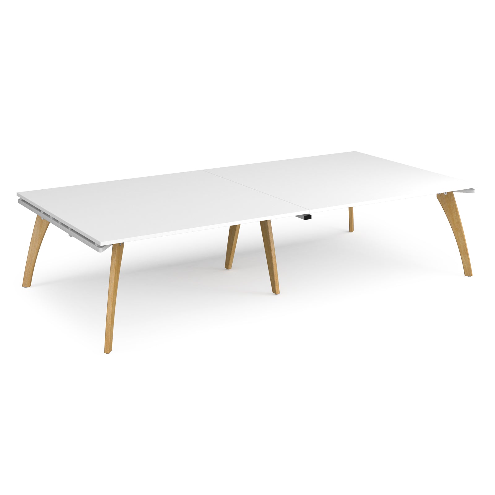 White table with wooden legs on a white background
