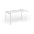 Rectangular desk with white top and frame on a white background