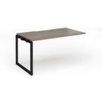 Desk add-on with wood-effect top and black metal frame on a white background