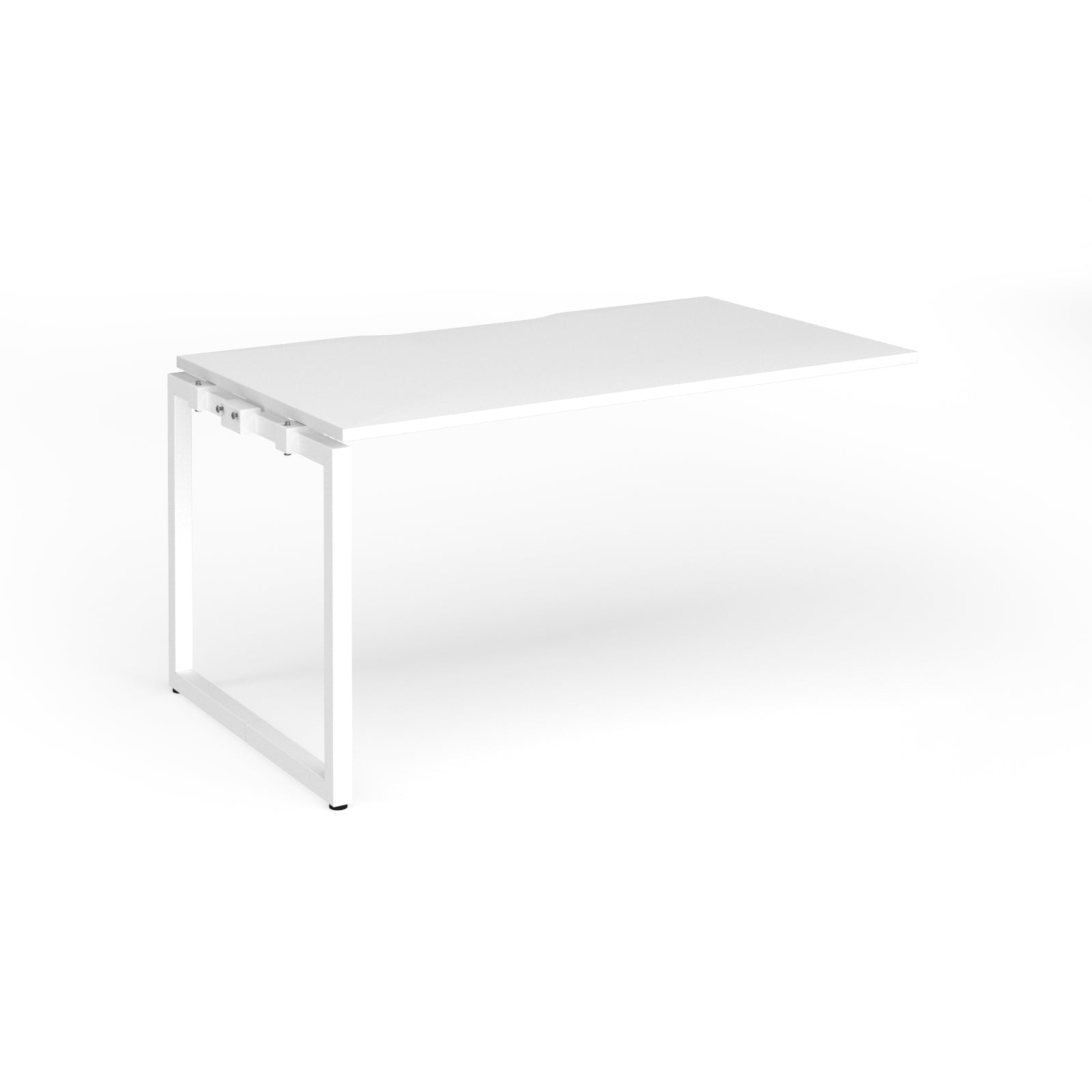 White desk add-on with metal frame on a white background