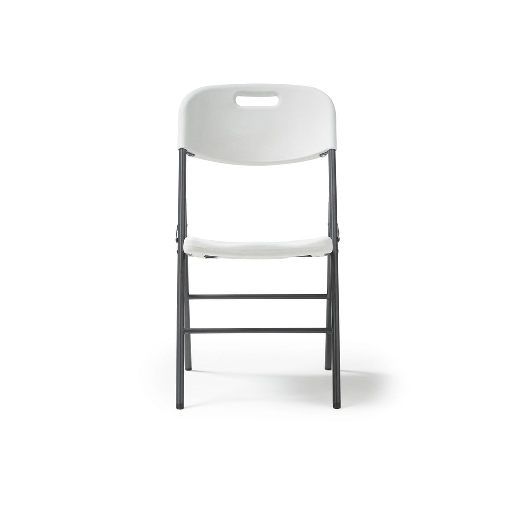 White chair with black frame on a white background