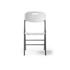 White chair with black frame on a white background