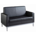 Black leather sofa on a white background