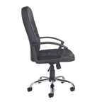 Black office chair with chrome base on a white background