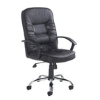 Black office chair with chrome base on a white background