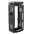 Black metal PC holder on a white background