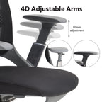 Close up of a chair with adjustable arms on a white background