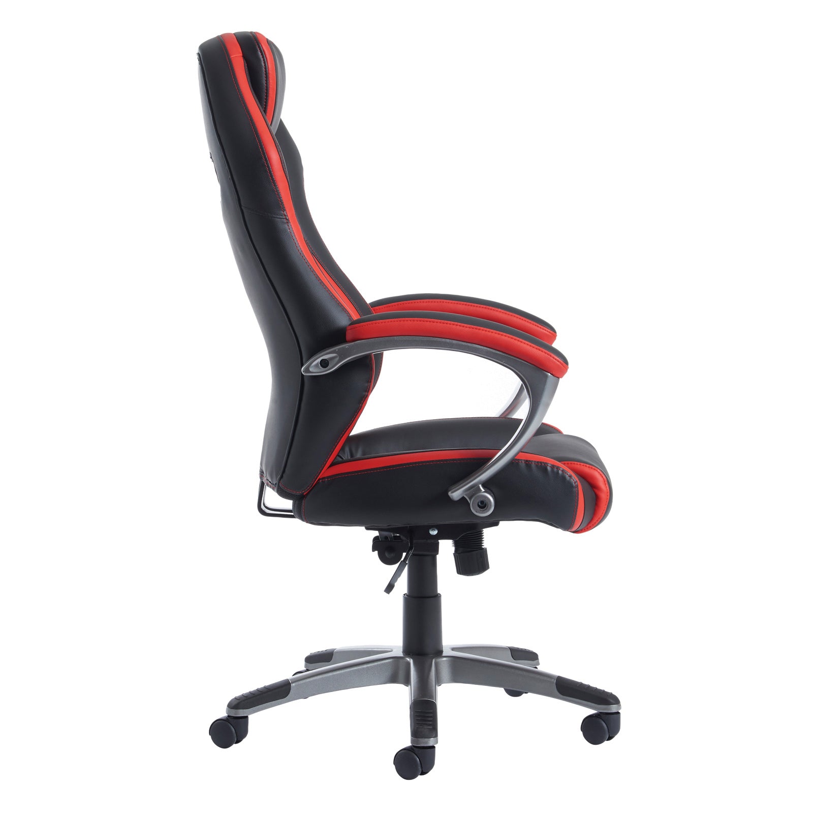 Black and red office chair on a white background