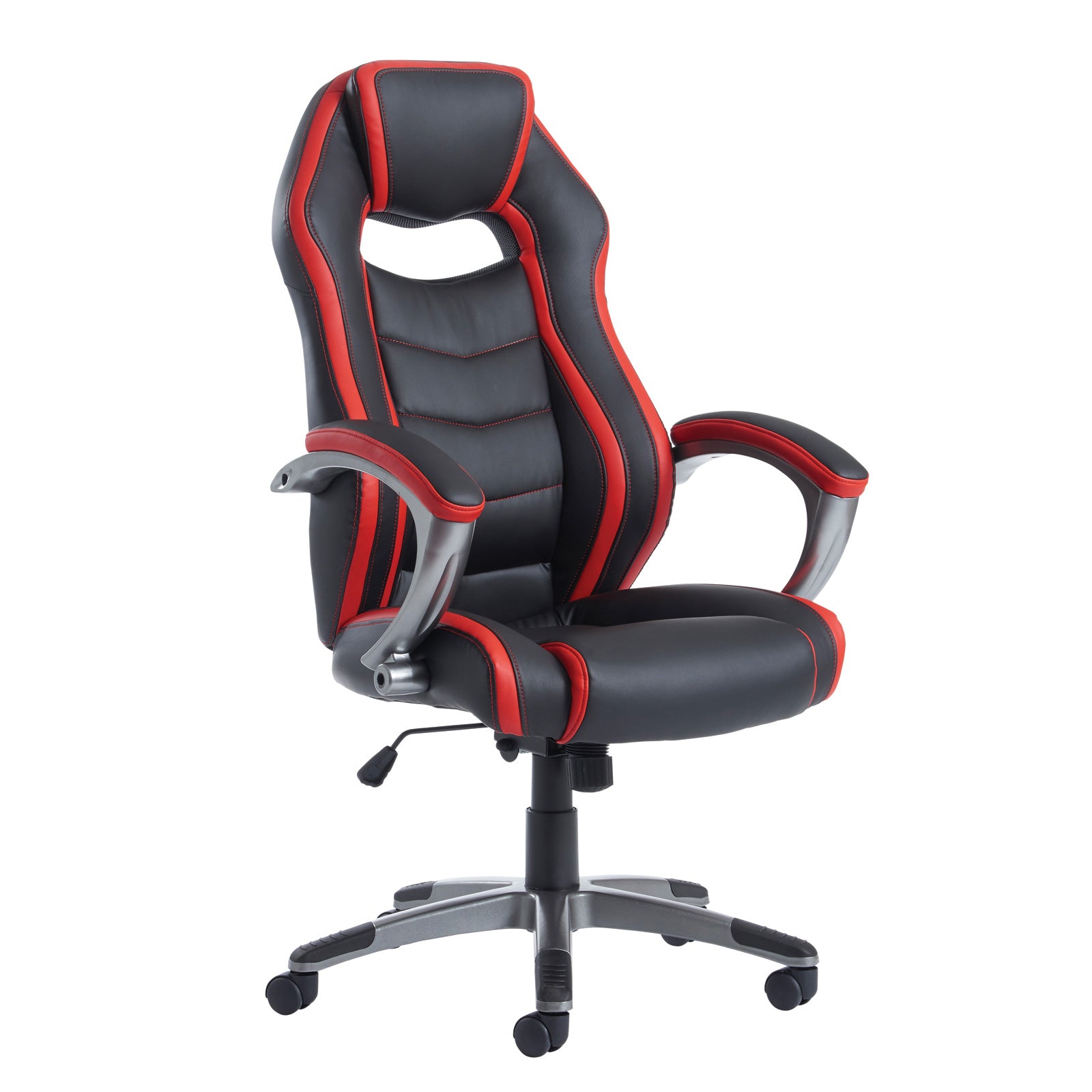 Black and red office chair on a white background