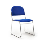 Blue chair with metal frame on a white background