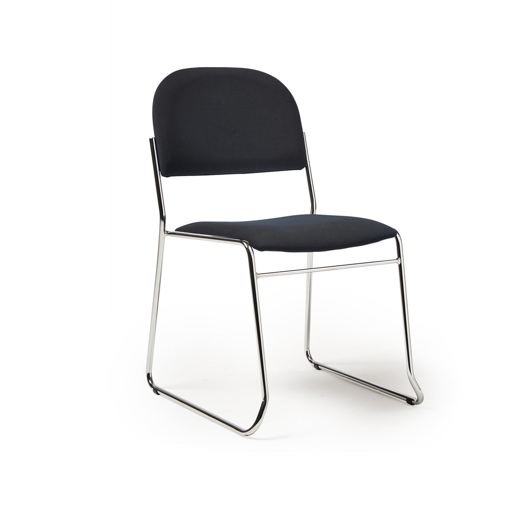 Black chair with chrome frame on a white background