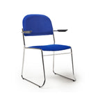 Blue chair with metal frame on a white background