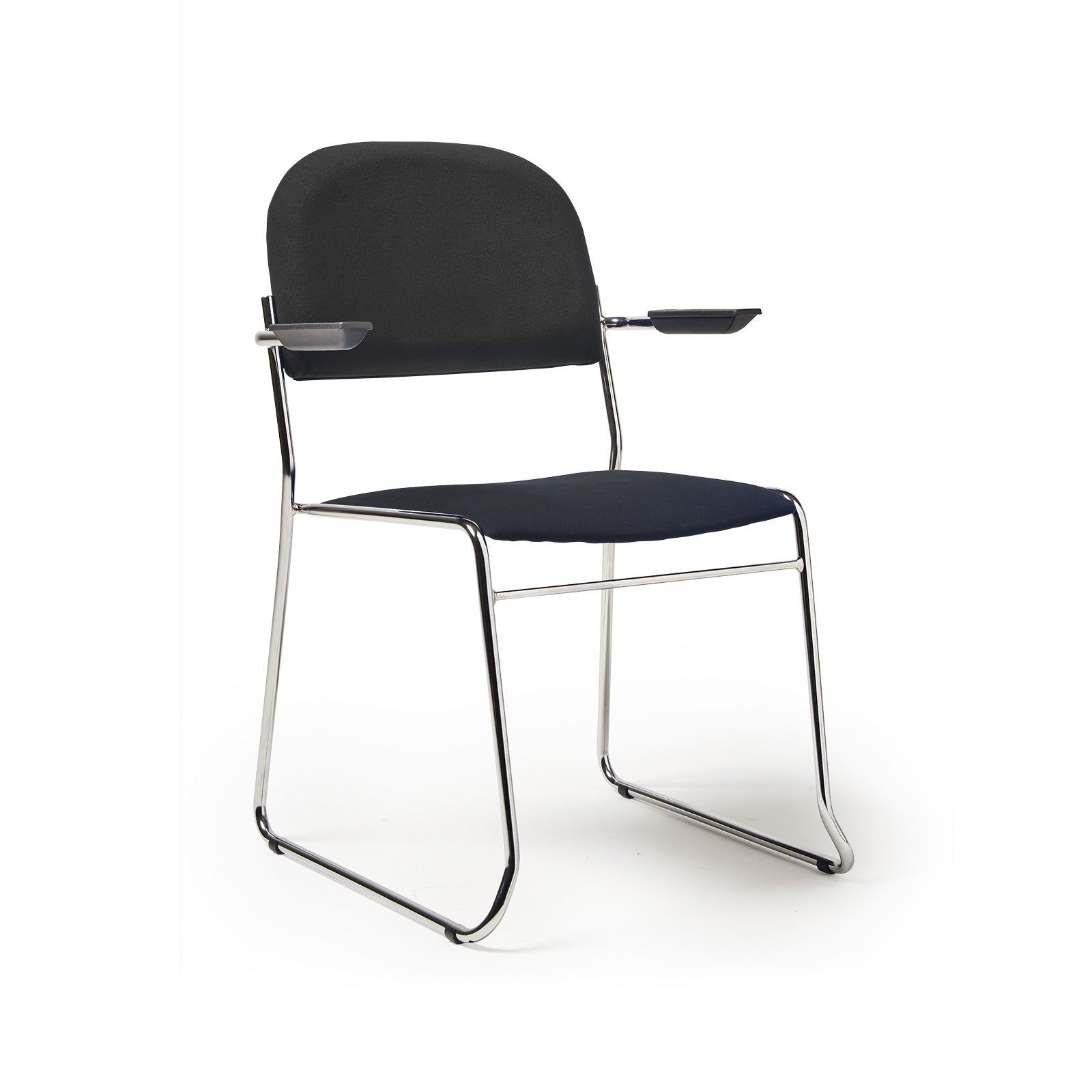 Black chair with metal frame on a white background