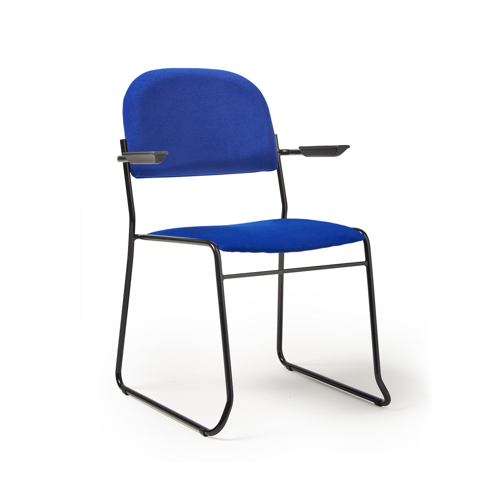 Blue chair with black frame on a white background