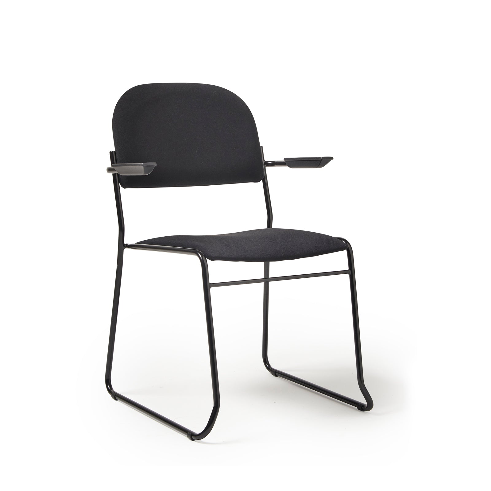 Black chair with armrests on a white background