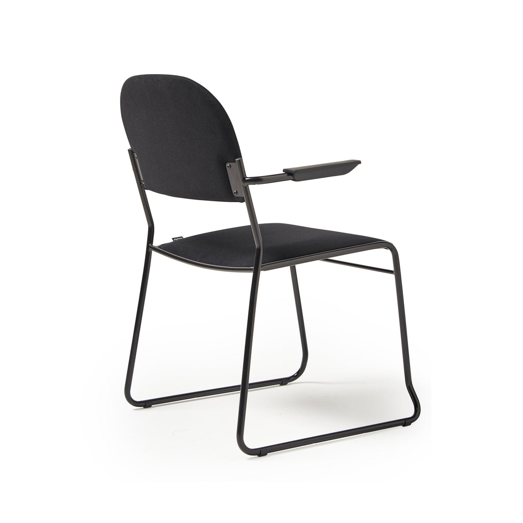 Black chair with armrest on a white background