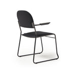 Black chair with armrest on a white background