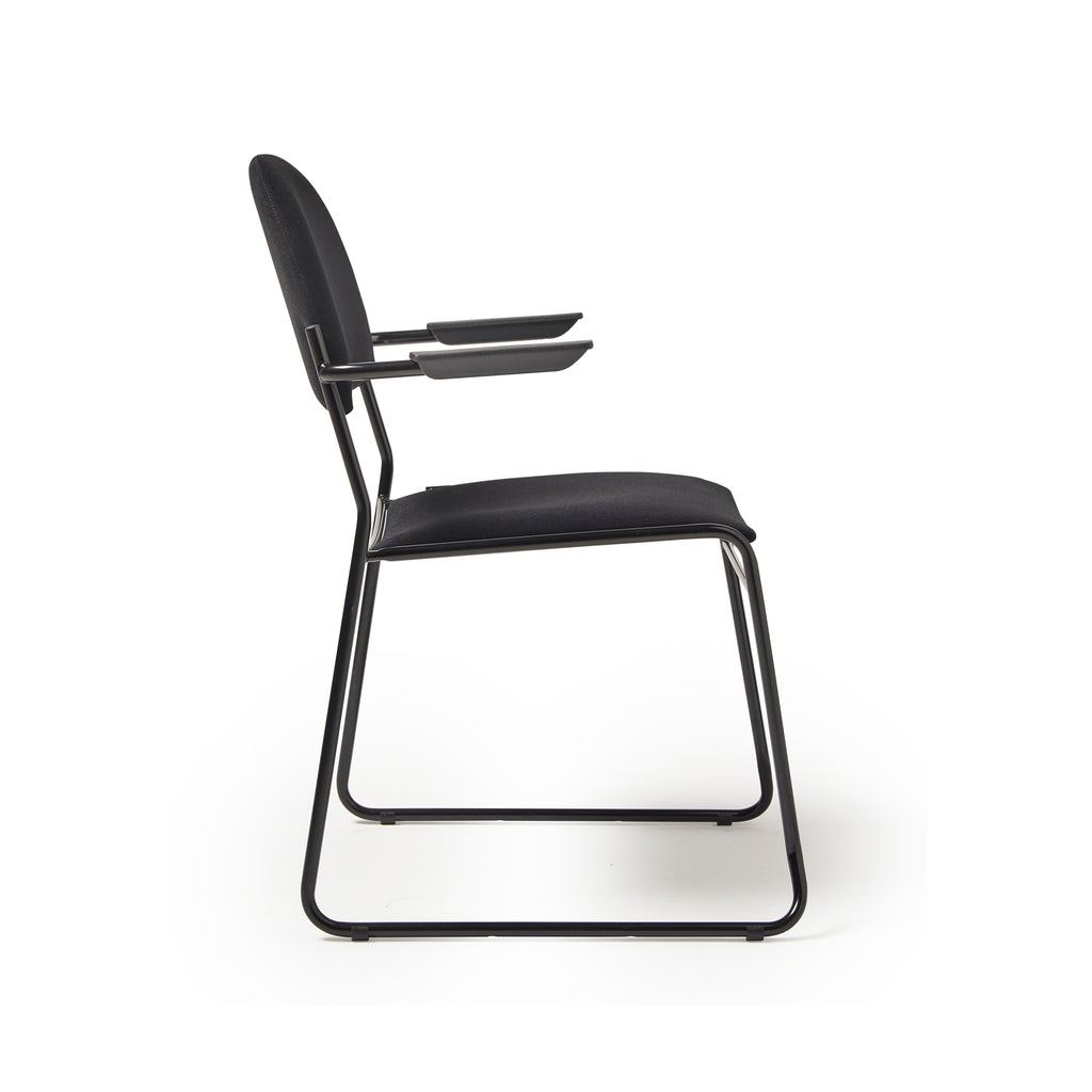 Black chair with armrests on a white background