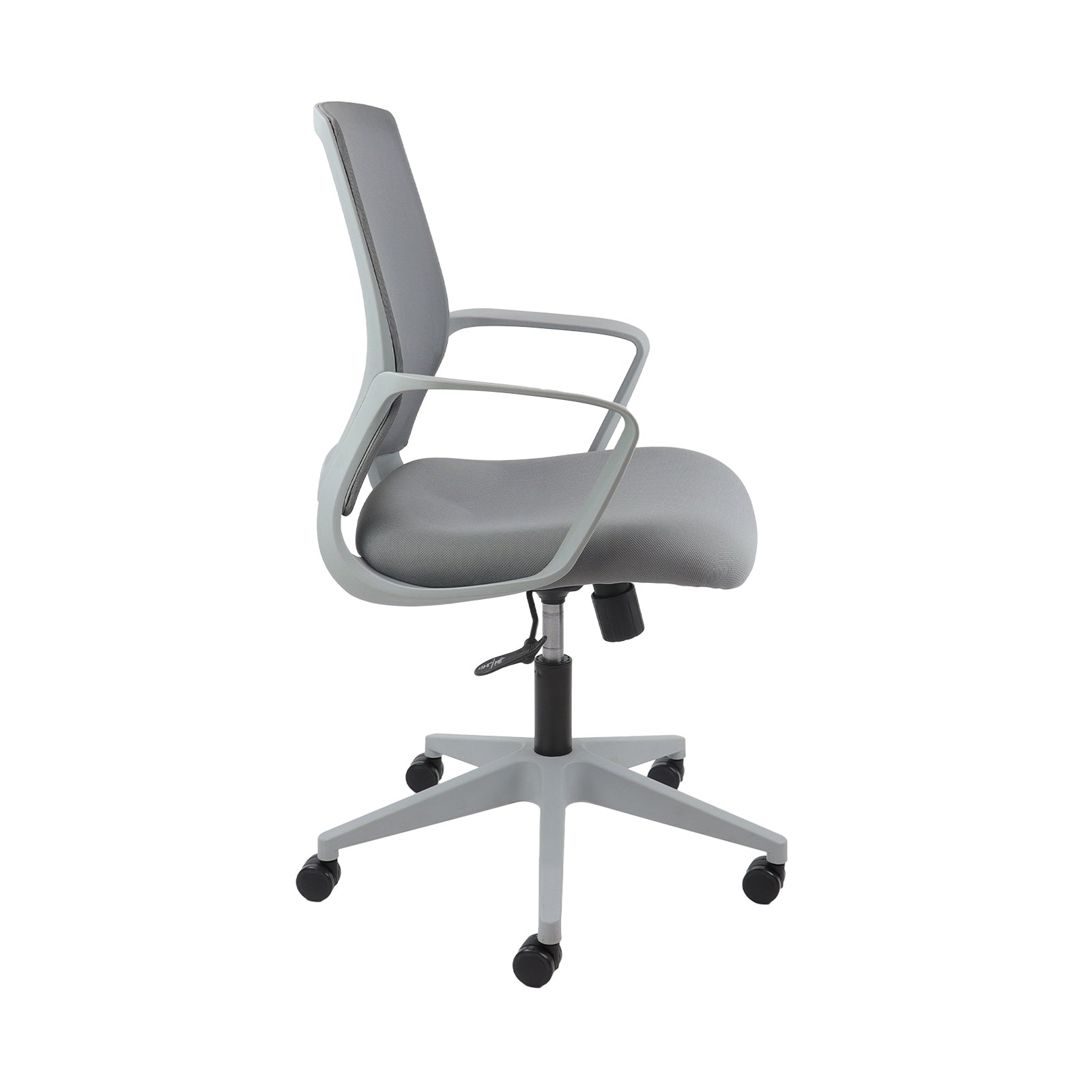 Gray office chair with a white background