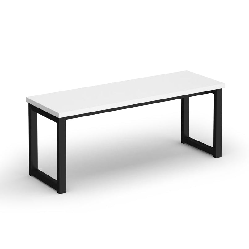 Bench with white top and black frame on a white background