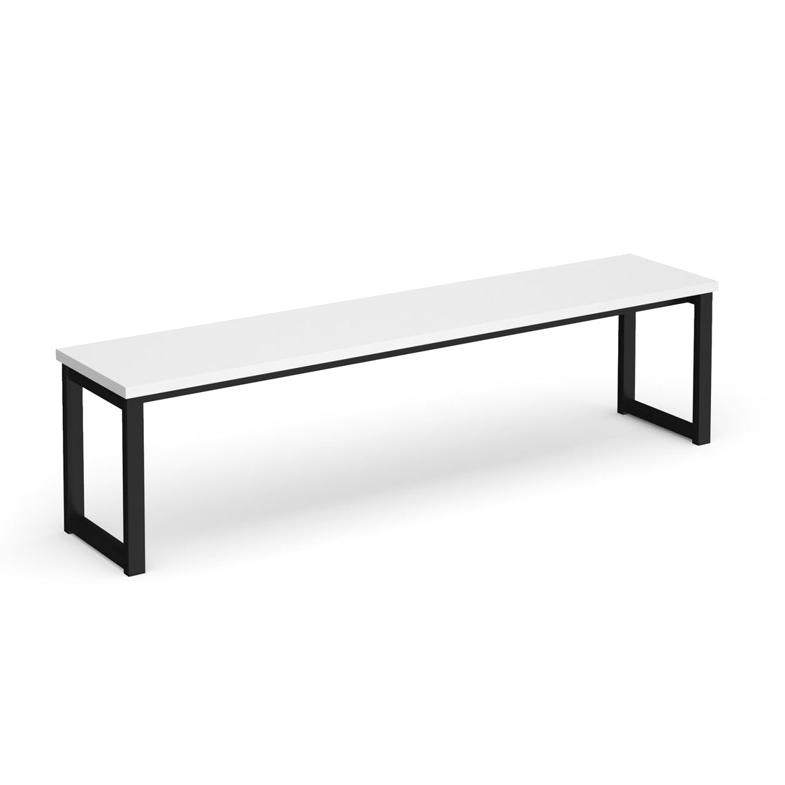 Bench with white top and black frame on a white background