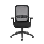 A black mesh office task chair with a padded seat, adjustable armrests, and a five-star wheeled base, shown against a plain white background.