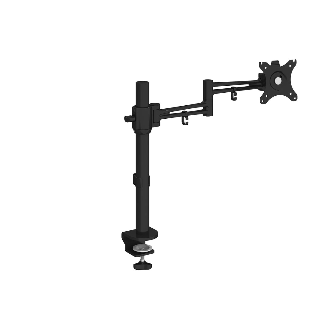 Black monitor stand on a white background