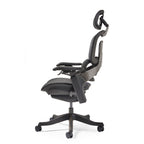 Black ergonomic office chair with mesh back on a white background