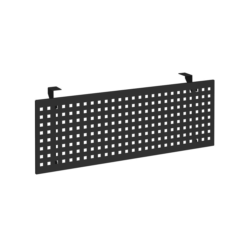 Black perforated steel design modesty panel on a white background