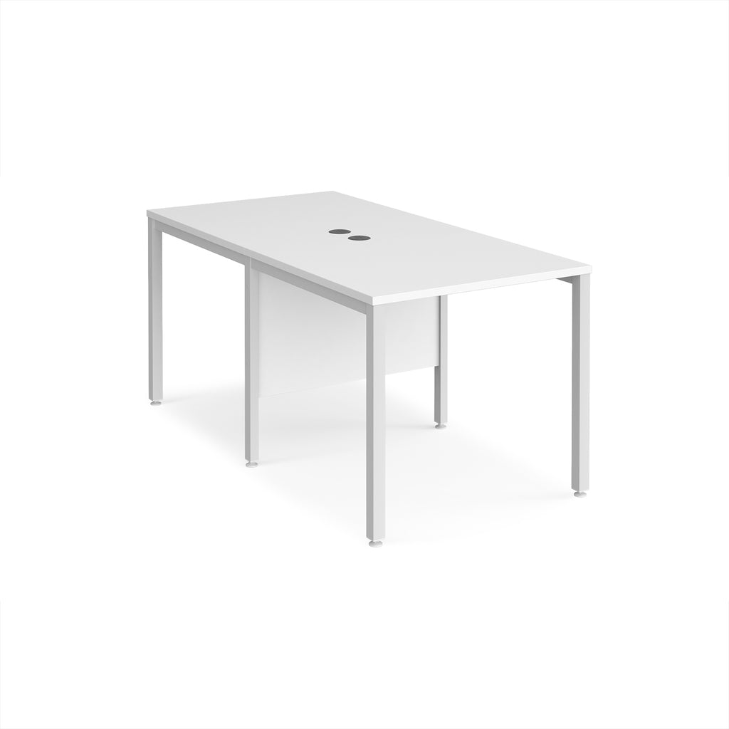 White back-to-back office desk on a white background