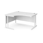 White corner office desk on a white background