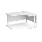 White corner office desk on a white background