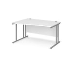 Wave desk with top and silver metal legs on a white background