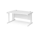 Wave desk with white top and metal legs on a white background
