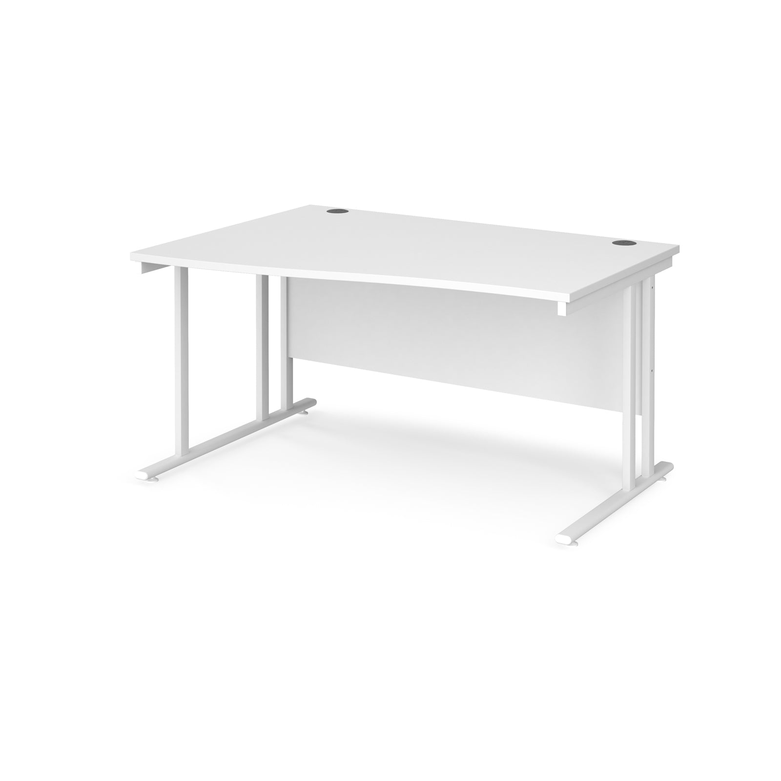 Wave desk with white top and metal legs on a white background