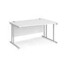 Wave desk with white top and metal legs on a white background