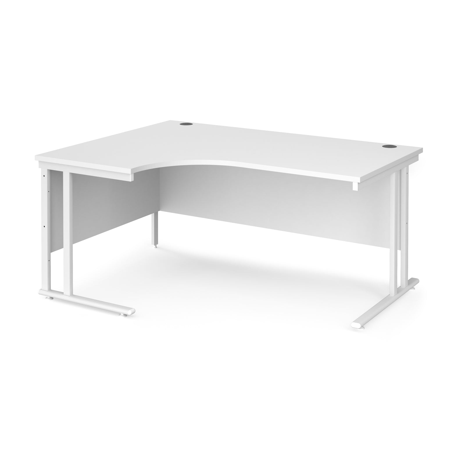 White corner office desk on a white background