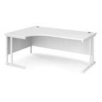 White corner office desk on a white background