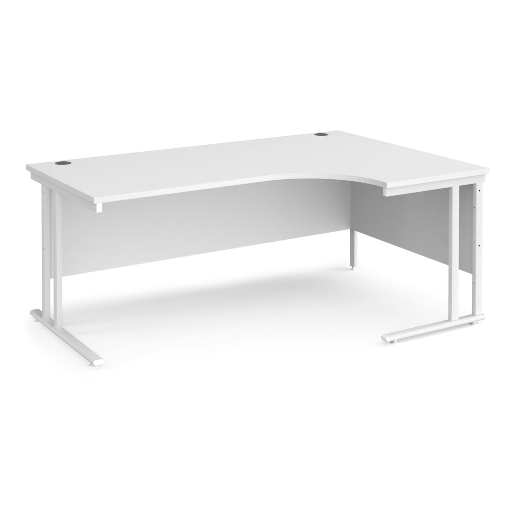 White corner office desk on a white background