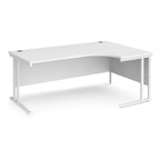 White corner office desk on a white background