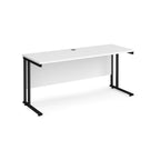 White office desk with black metal legs on a white background