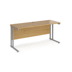 Wooden desk with metal legs on a white background