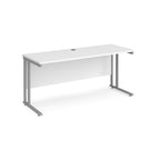 White office desk with silver legs on a white background