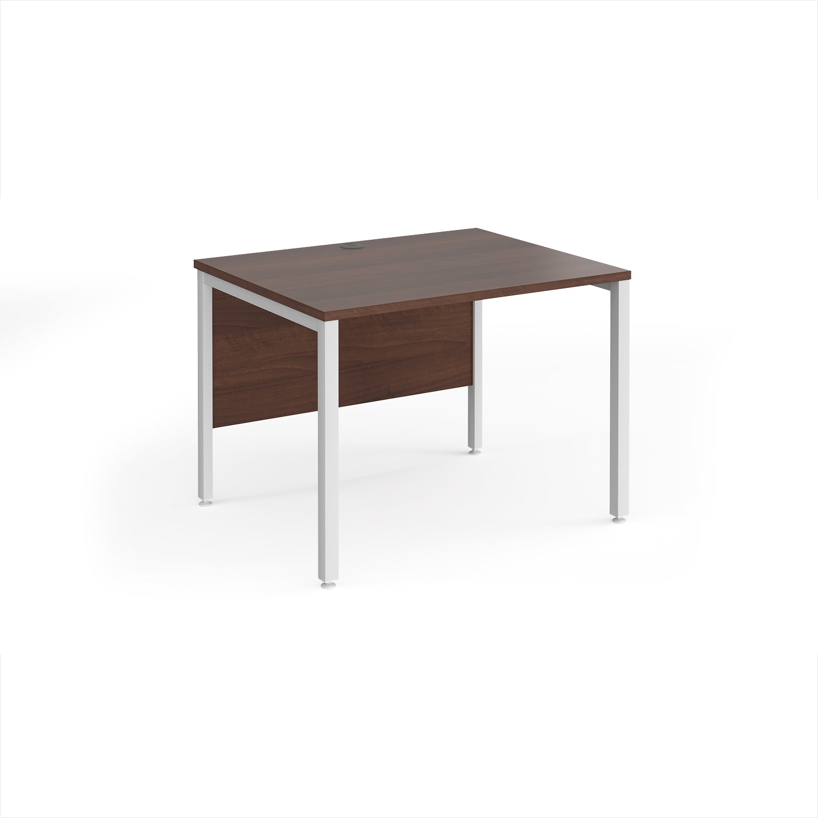 Wooden desk with white legs on a white background