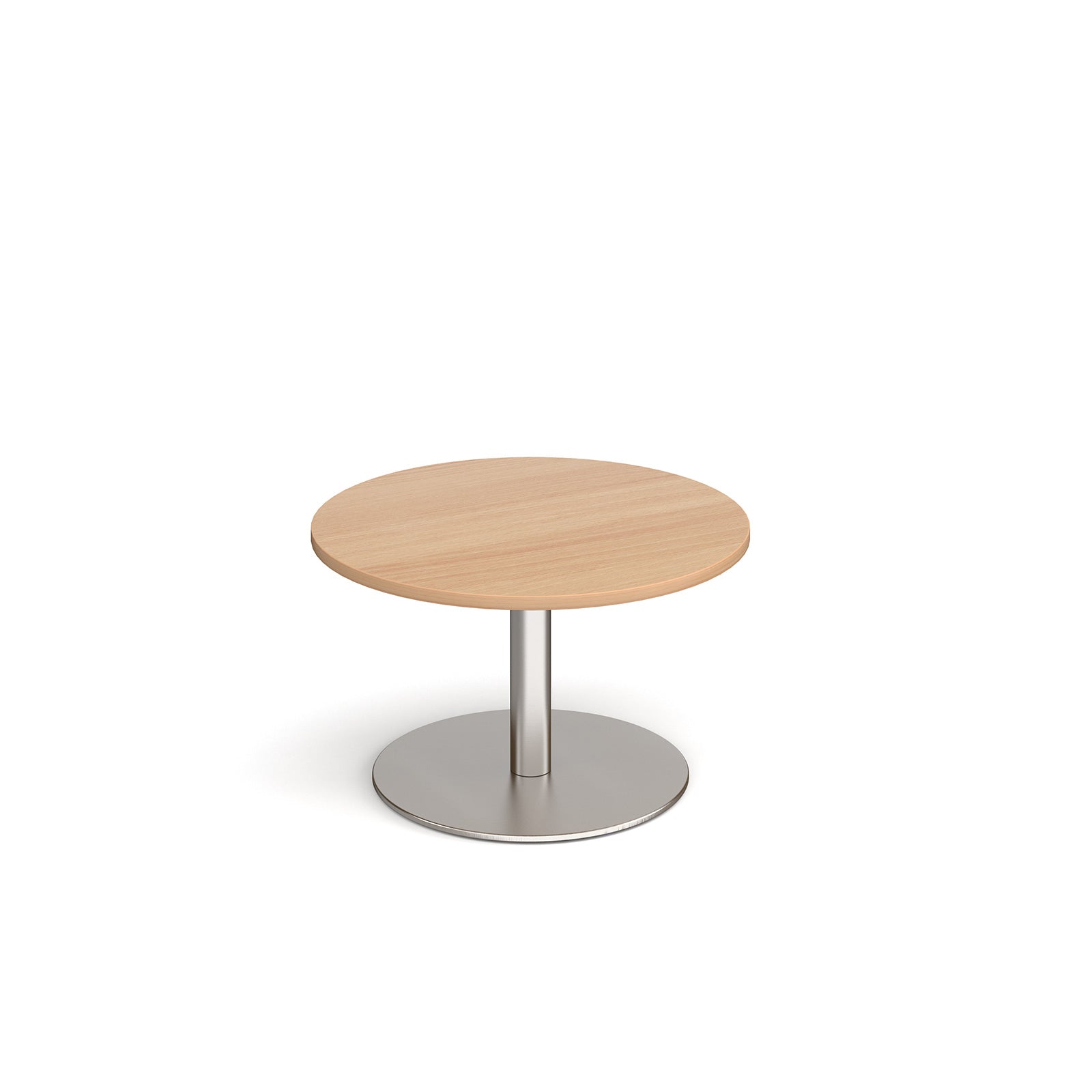 Coffee table with wood-effect top and metal frame on a white background