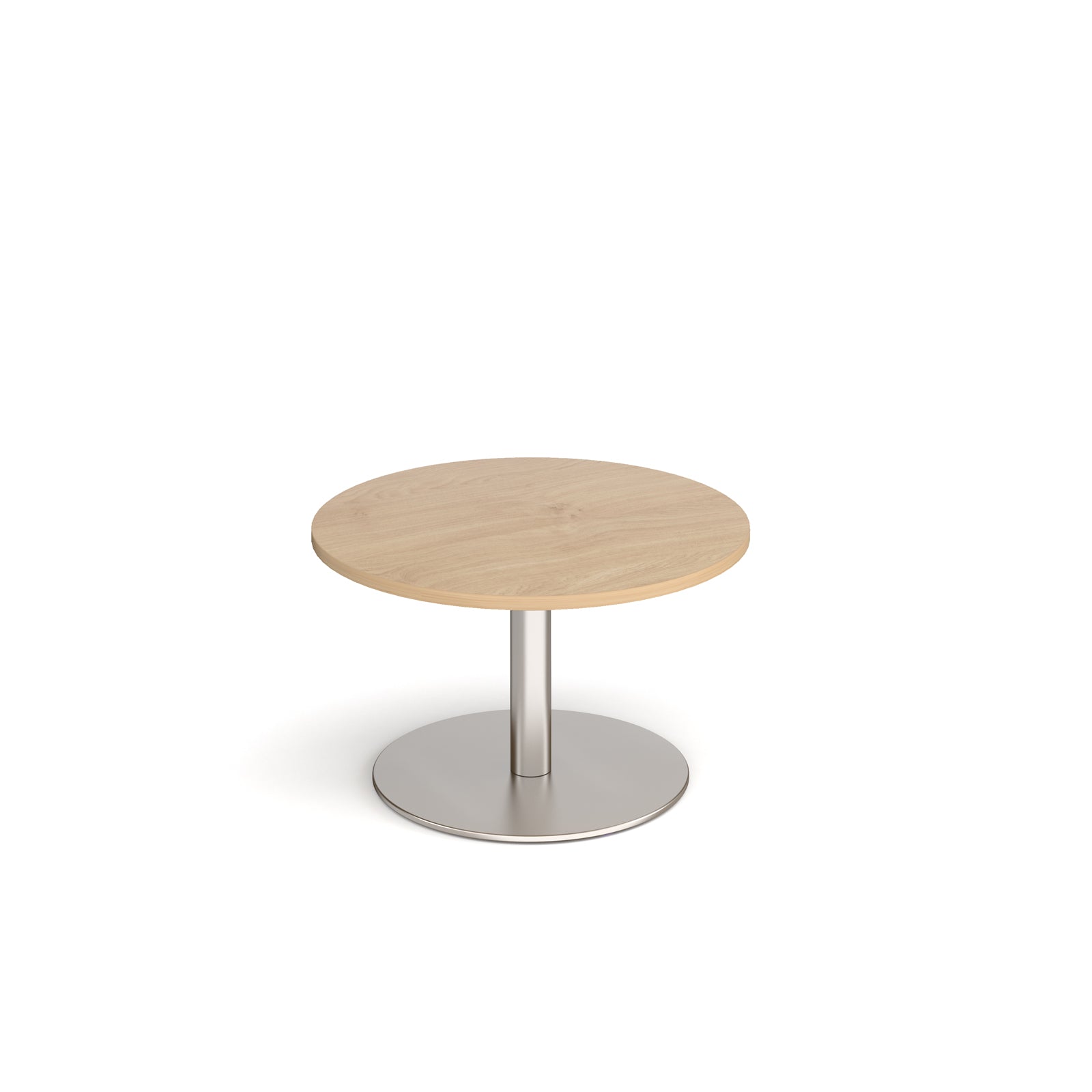 Coffee table with wood-effect top and metal frame on a white background